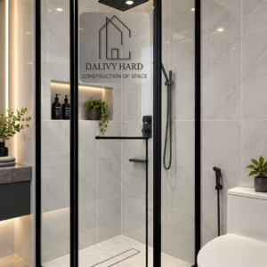 Cabin tắm cửa mở trục quay 135°